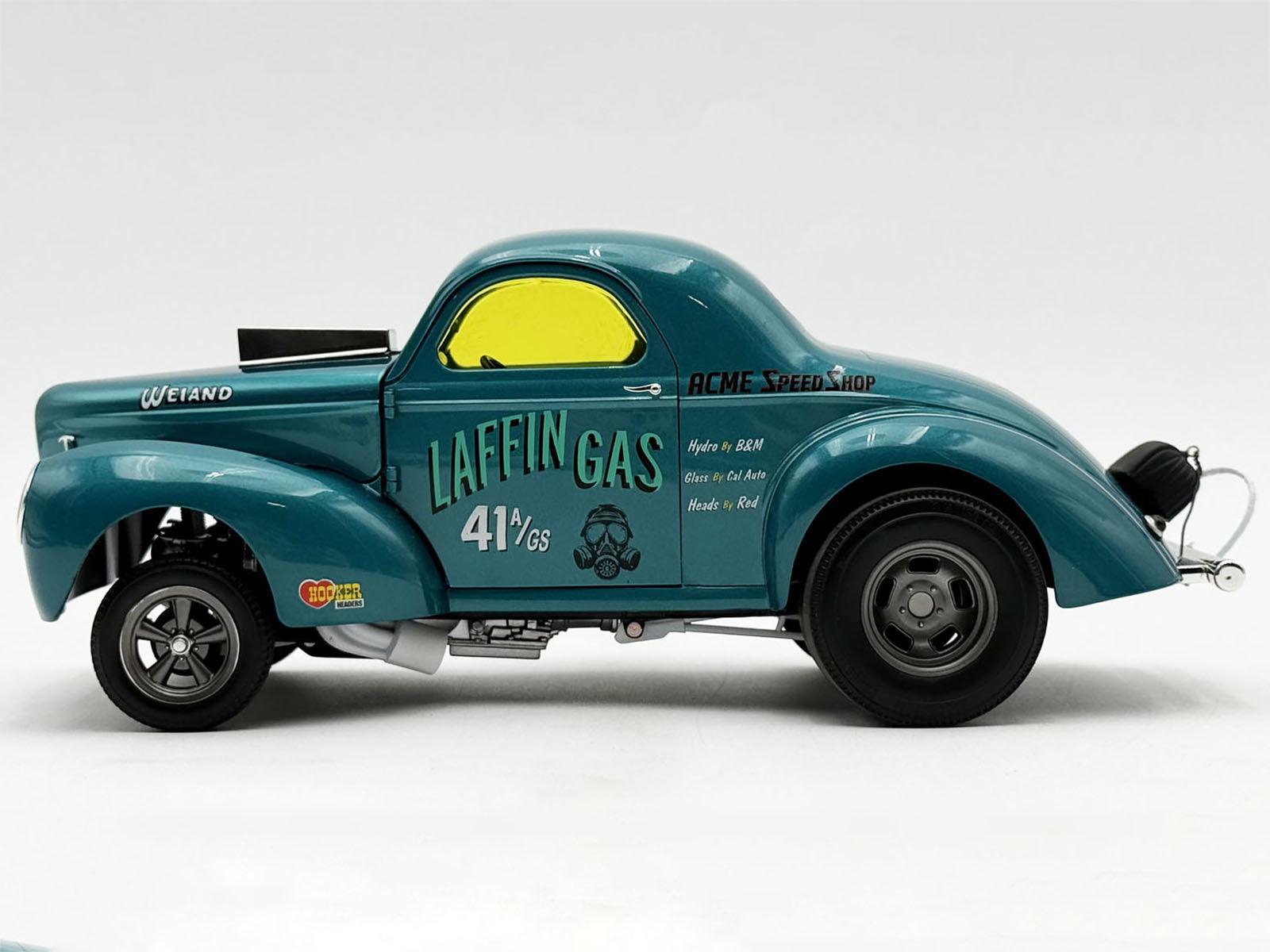 1940 Gasser "Laffin Gas" Teal Metallic with Graphics Limited Edition to 306 pieces Worldwide 1/18 Diecast Model Car by ACME
