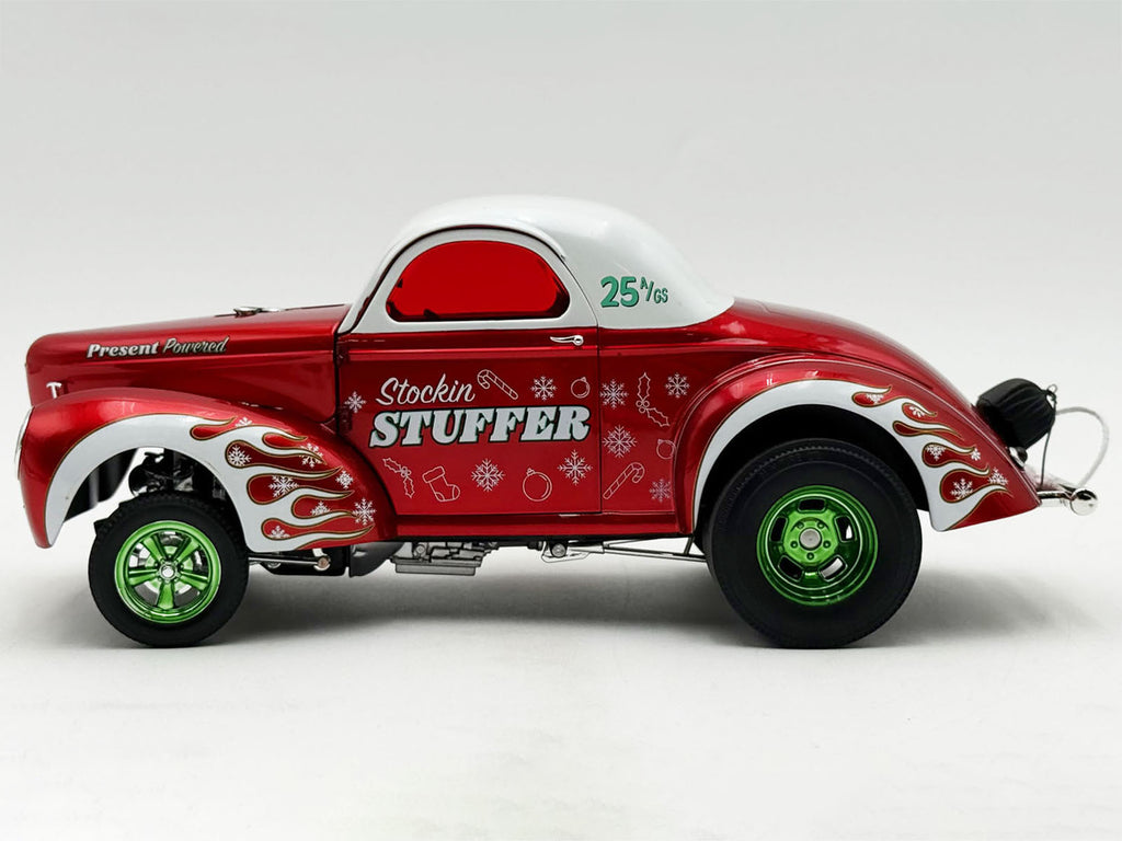 1940 Gasser "Stockin Stuffer" Red Chrome with White Top and Graphics Limited Edition to 126 pieces Worldwide 1/18 Diecast Model Car by ACME