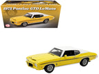 1972 Pontiac GTO LeMans Monarch Yellow with GTO Stripes and White Vinyl Top Limited Edition to 264 pieces Worldwide 1/18 Diecast Model Car by ACME-3