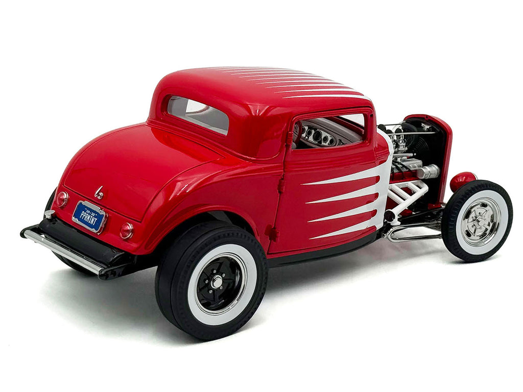 1932 Ford 3 Window Coupe "Peppermint Twist" Red with White Graphics Limited Edition to 372 pieces Worldwide 1/18 Diecast Model Car by ACME-0