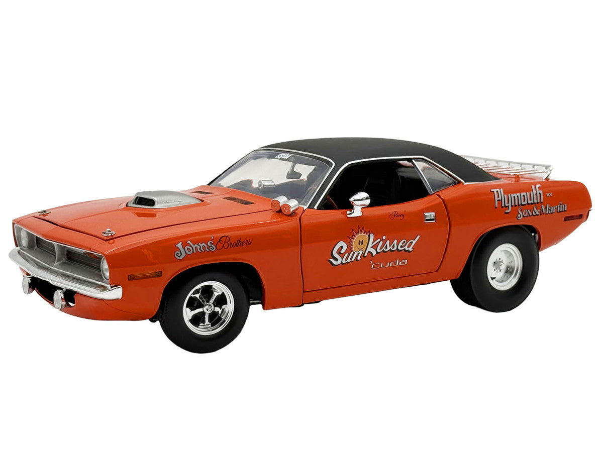 1970 Plymouth HEMI Cuda "Sun Kissed Cuda - Sox & Martin" Vitamin C Orange with Black Vinyl Top Limited Edition to 444 pieces Worldwide 1/18 Diecast Model Car by ACME-1