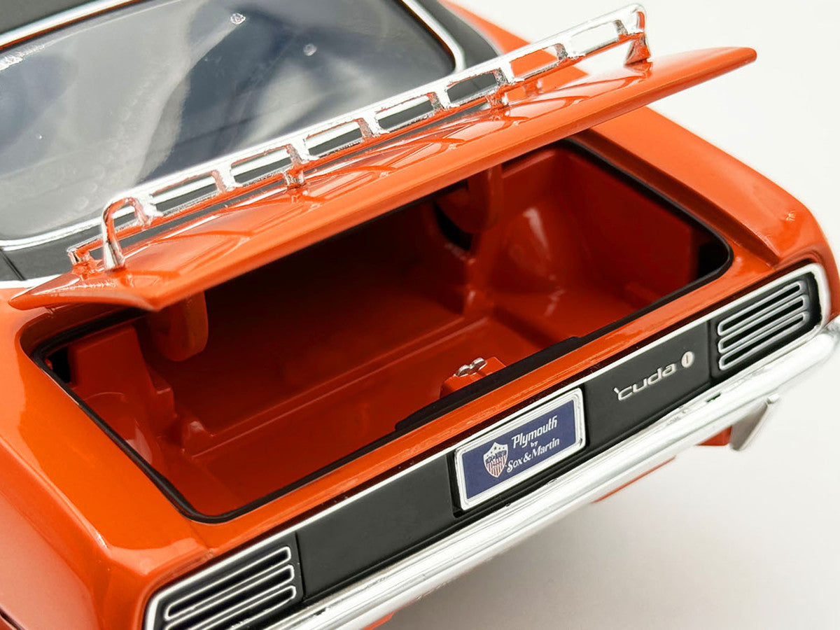 1970 Plymouth HEMI Cuda "Sun Kissed Cuda - Sox & Martin" Vitamin C Orange with Black Vinyl Top Limited Edition to 444 pieces Worldwide 1/18 Diecast Model Car by ACME-4