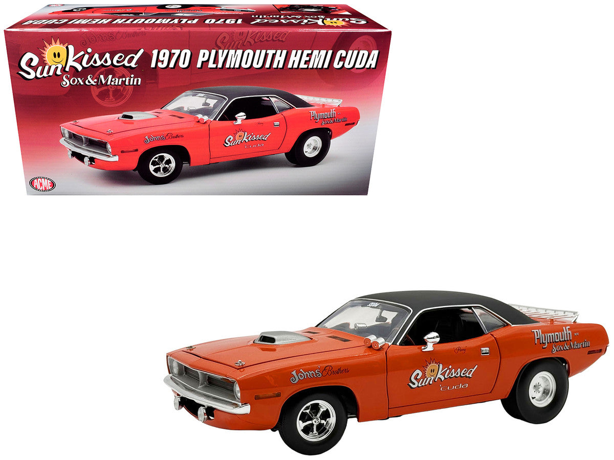 1970 Plymouth HEMI Cuda "Sun Kissed Cuda - Sox & Martin" Vitamin C Orange with Black Vinyl Top Limited Edition to 444 pieces Worldwide 1/18 Diecast Model Car by ACME-0