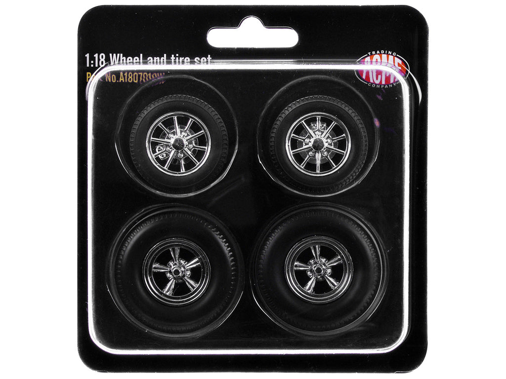 "Drag" Wheel and Tire Set of 4 pieces from "1957 Chevrolet 150 Gasser 'High Roller'" for 1/18 Scale Models by ACME-2