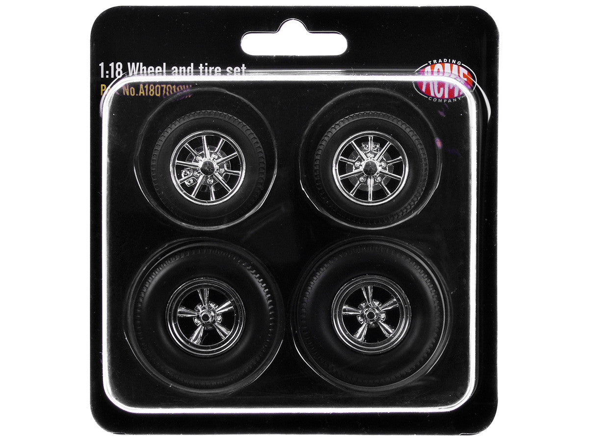 "Drag" Wheel and Tire Set of 4 pieces from "1957 Chevrolet 150 Gasser 'High Roller'" for 1/18 Scale Models by ACME-2