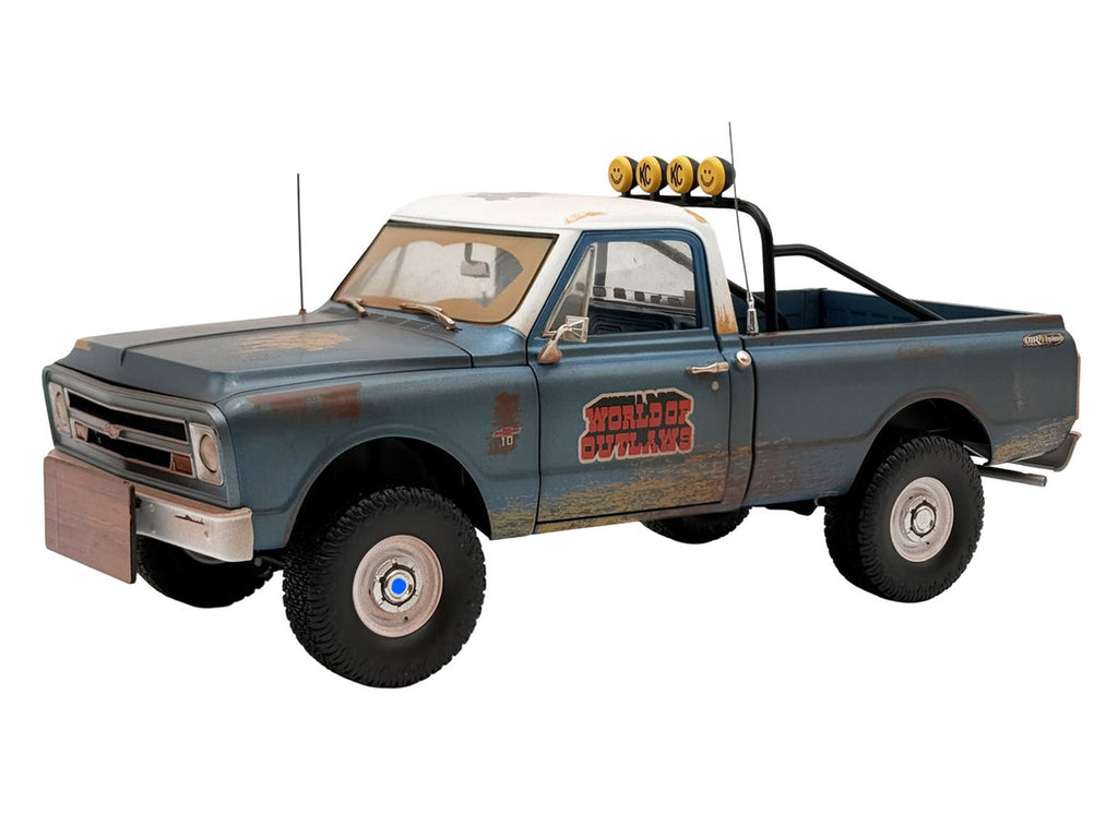 1967 Chevrolet K-10 Pickup Truck "World of Outlaws Push Truck" Blue (Rusted) with White Top Limited Edition to 378 pieces Worldwide 1/18 Model Car by ACME-1
