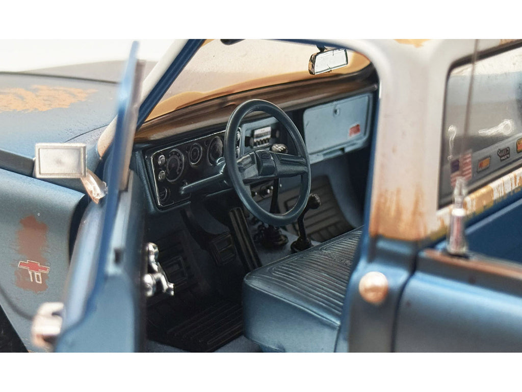 1967 Chevrolet K-10 Pickup Truck "World of Outlaws Push Truck" Blue (Rusted) with White Top Limited Edition to 378 pieces Worldwide 1/18 Model Car by ACME-2