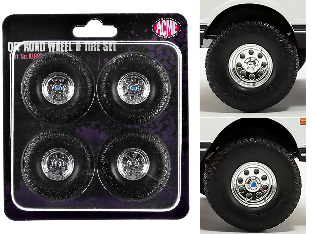 "Offroad" 35" Mag Wheel and Tire Set of 4 pieces from 1971 Chevrolet K5 Blazer for 1/18 Scale Models by ACME-2