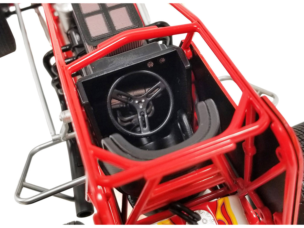 Winged Sprint Car #104+ Jeff Swindell "Octane Boost" Red with Graphics "National Sprint Car Hall of Fame" 1/18 Diecast Model Car by ACME