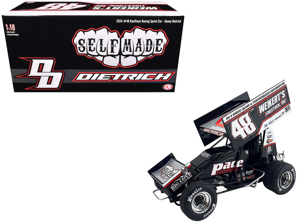 Winged Sprint Car #48 Danny Dietrich "Weikert's Livestock Inc." Gary Kauffman Racing (2024) 1/18 Diecast Model Car by ACME-3