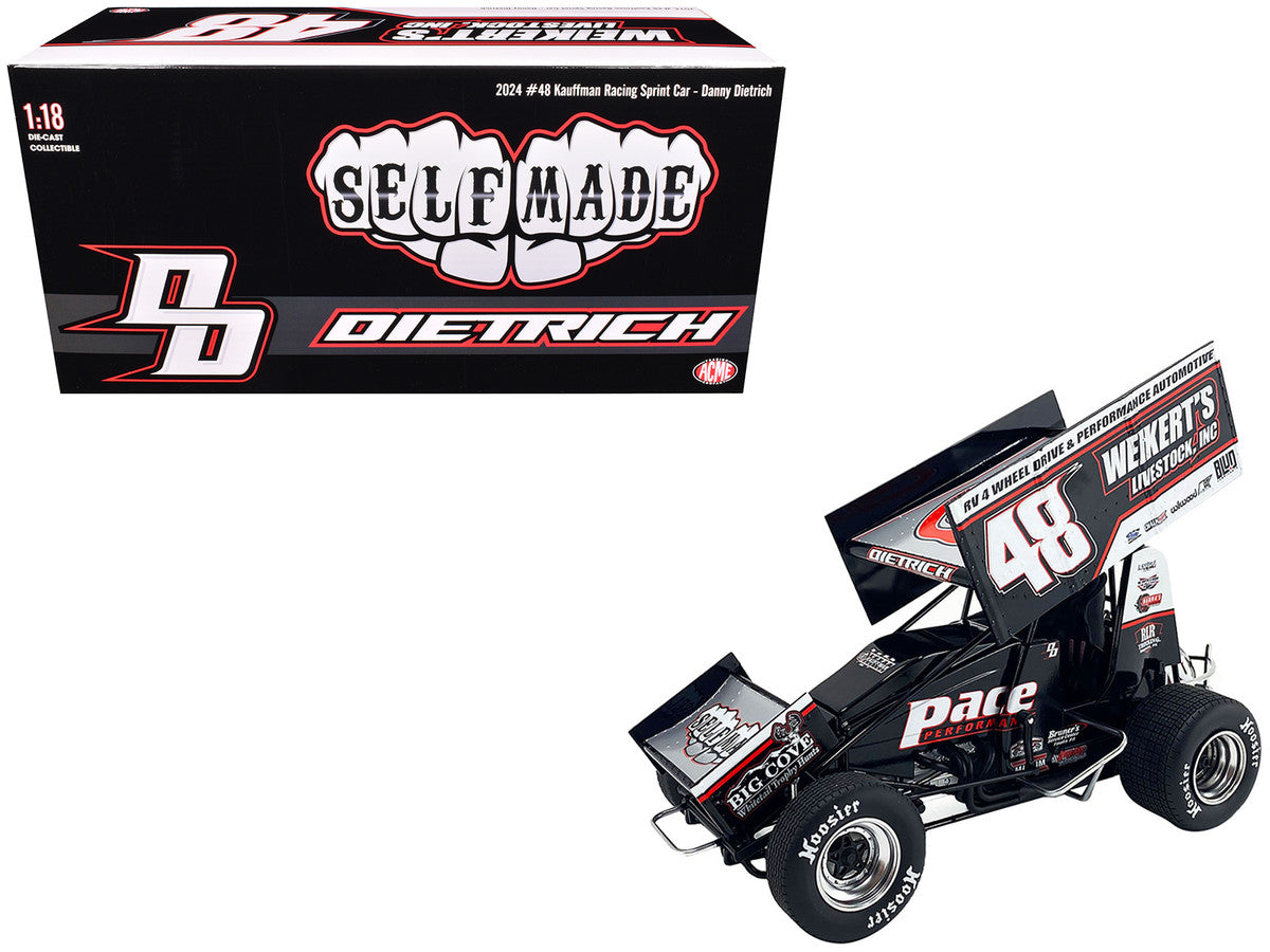 Winged Sprint Car #48 Danny Dietrich "Weikert's Livestock Inc." Gary Kauffman Racing (2024) 1/18 Diecast Model Car by ACME-3