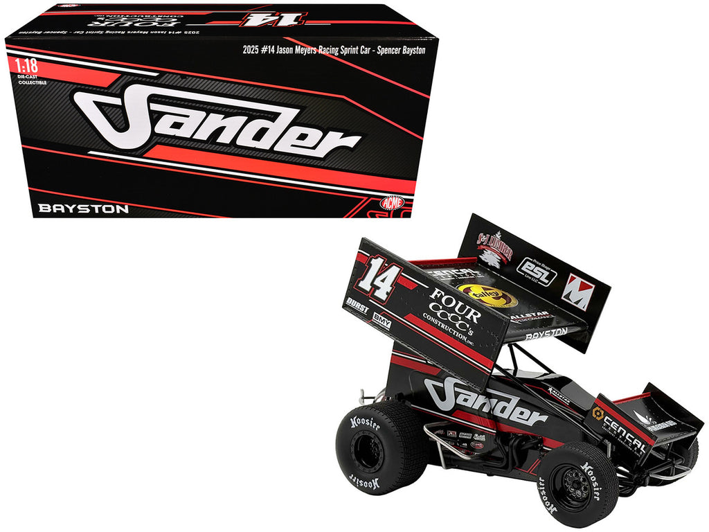 Winged Sprint Car #14 Spencer Bayston "Four CCCC's Construction - Sander" Jason Meyers Racing (2025) 1/18 Diecast Model Car by ACME-3