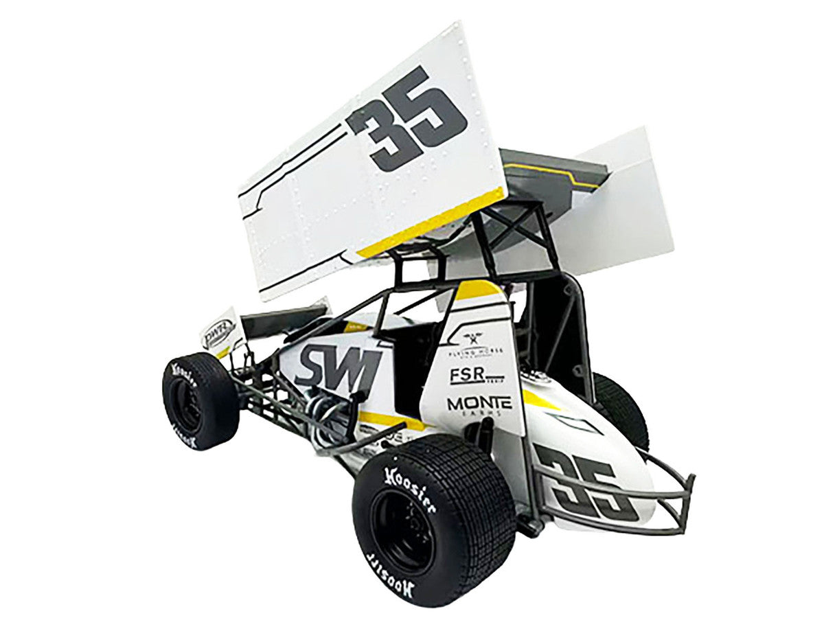 Winged Sprint Car #35 Jamie Veal "SWI Earthworks" White (2025) 1/18 Diecast Model Car by ACME-2