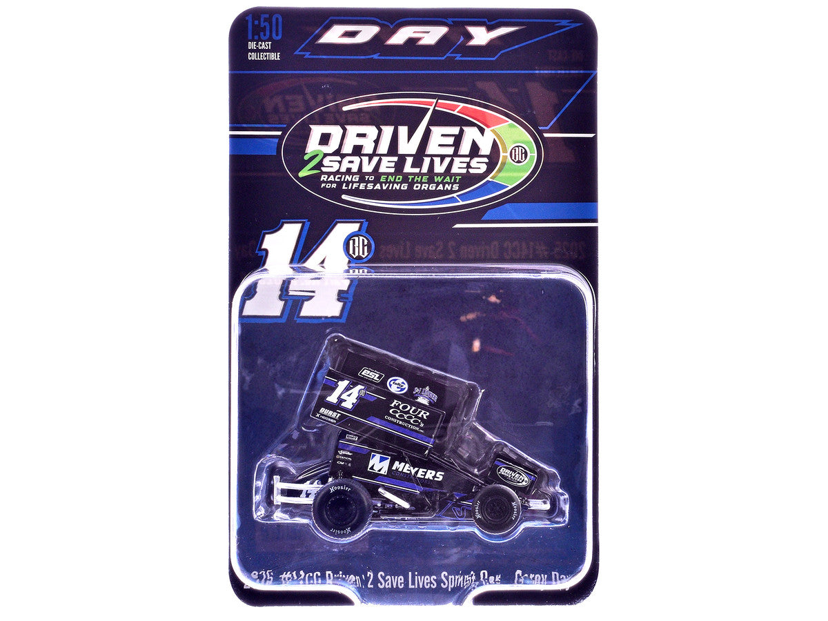 Winged Sprint Car #14CC Corey Day (Blue Version) "Driven 2 Save Lives" Jason Meyers Racing (2025) 1/50 Diecast Model Car by ACME-0
