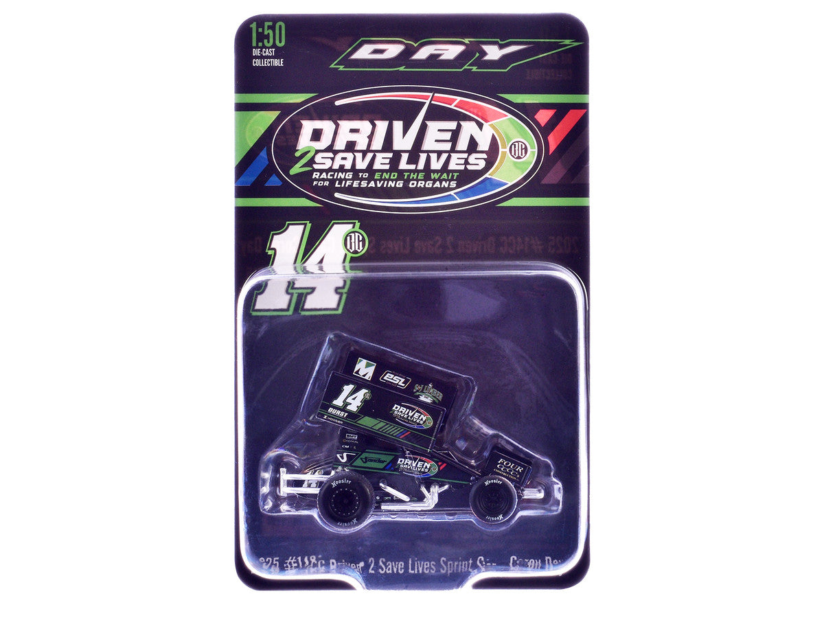 Winged Sprint Car #14CC Corey Day (Green Version) "Driven 2 Save Lives" Jason Meyers Racing (2025) 1/50 Diecast Model Car by ACME-0