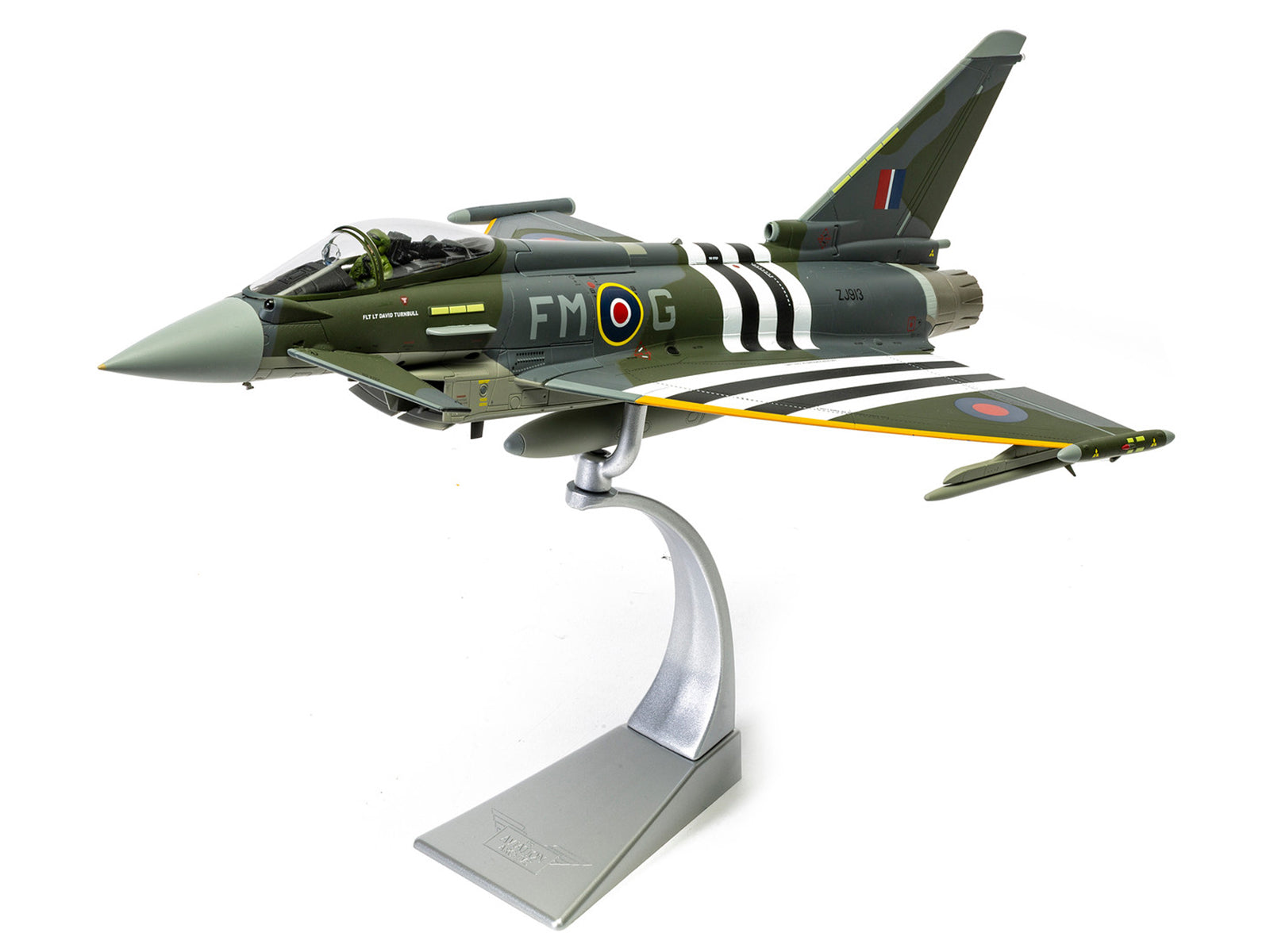 Eurofighter Typhoon FGR4 Fighter Aircraft "ZJ913 FM-G Moggy D-Day 80th Anniversary Display Scheme" (2024) Royal Air Force "The Aviation Archive" Series 1/48 Diecast Model by Corgi