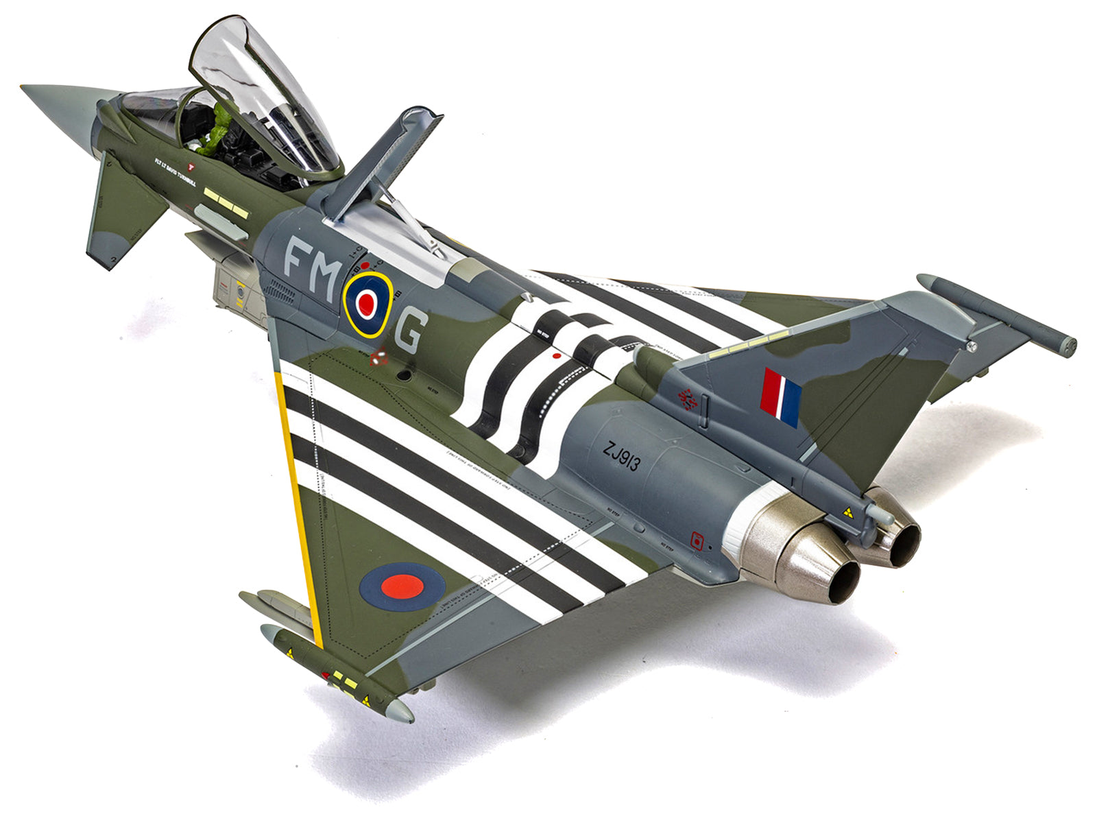 Eurofighter Typhoon FGR4 Fighter Aircraft "ZJ913 FM-G Moggy D-Day 80th Anniversary Display Scheme" (2024) Royal Air Force "The Aviation Archive" Series 1/48 Diecast Model by Corgi