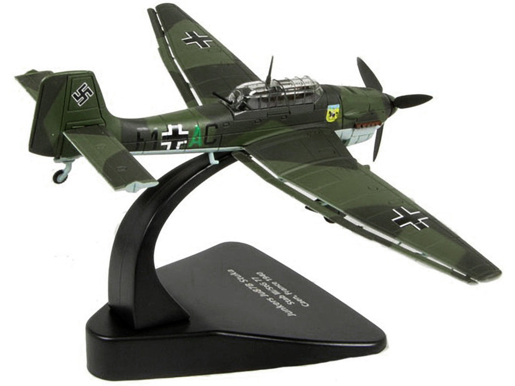 Junkers Ju 87B "Stuka Stab" Dive Bomber Plane III/StG 77 Caen France (1940) "Oxford Aviation" Series 1/72 Diecast Model Airplane by Oxford Diecast-1