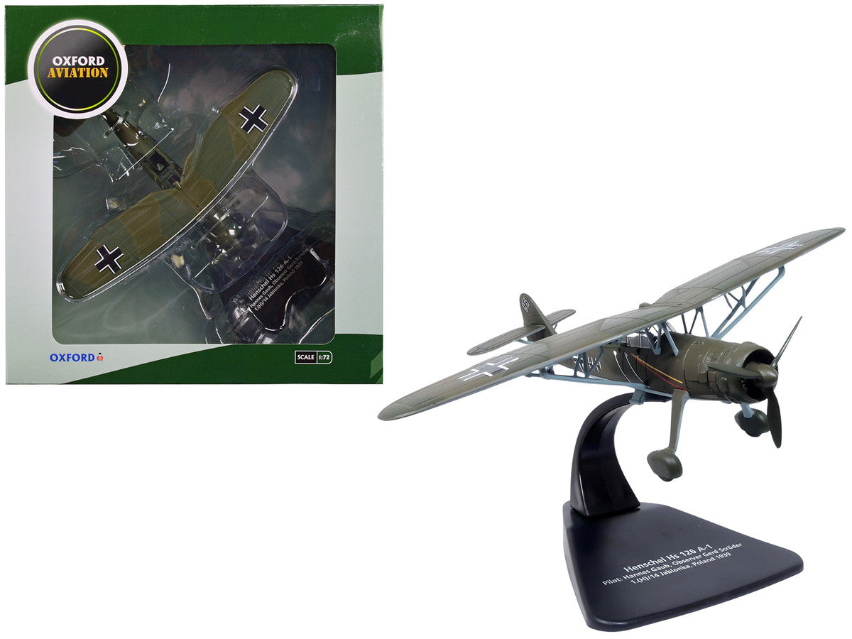 Henschel Hs 126 A-1 Reconnaissance Aircraft "Hannes Gaub Gerd Scroder 1.(H)/14 Invasion of Poland" (1939) German Luftwaffe "Oxford Aviation" Series 1/72 Diecast Model Airplane by Oxford Diecast-0