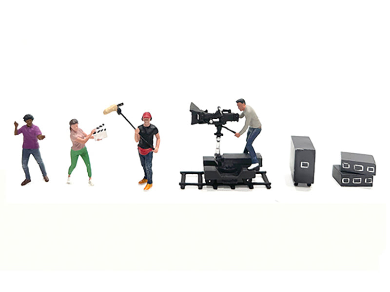 "Behind The Scenes #2" 7 piece (4 People 3 Accessories) Diecast Figures Set 1/64 Scale Models by American Diorama
