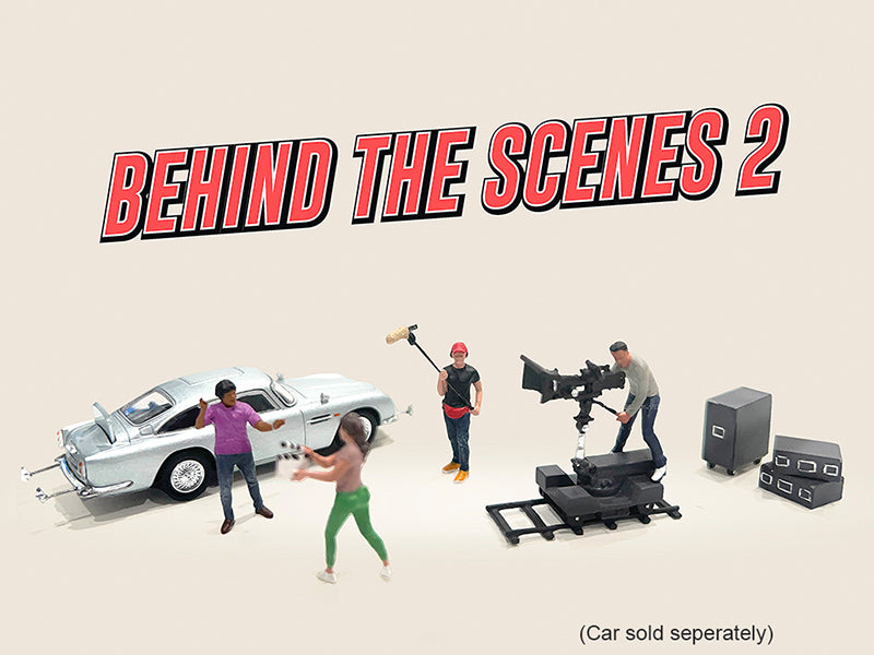 "Behind The Scenes #2" 7 piece (4 People 3 Accessories) Diecast Figures Set 1/64 Scale Models by American Diorama