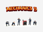 "Mechanics #5" 6 piece Diecast Figure Set (5 Figures 1 Tool Cabinet) Limited Edition for 1/64 Scale Models by American Diorama