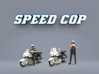 "Speed Cop" 4 piece Diecast Figure Set (2 Figures 2 Motorcycles) Limited Edition for 1/64 Scale Models by American Diorama