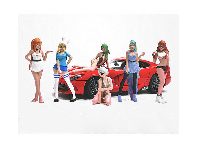 "Cosplay Girls" 6 piece Figure Set for 1/24 Scale Models by American Diorama-0