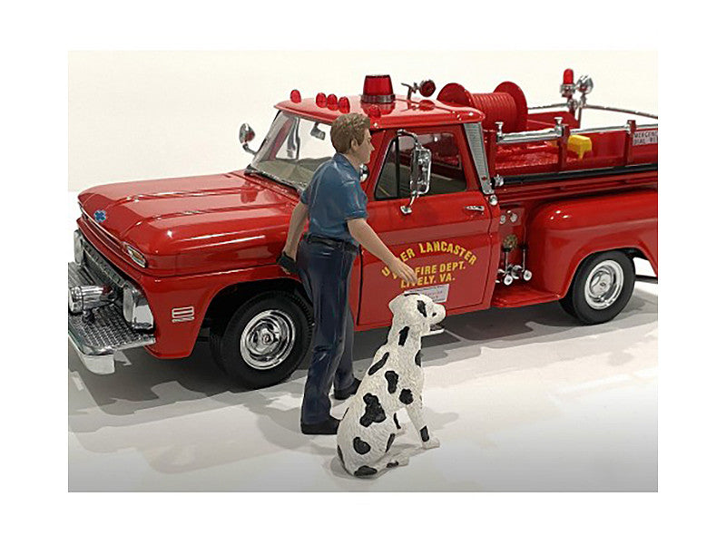 "Firefighters" Fire Dog Training Figures (Trainer and Dog) for 1/18 Scale Models by American Diorama-2