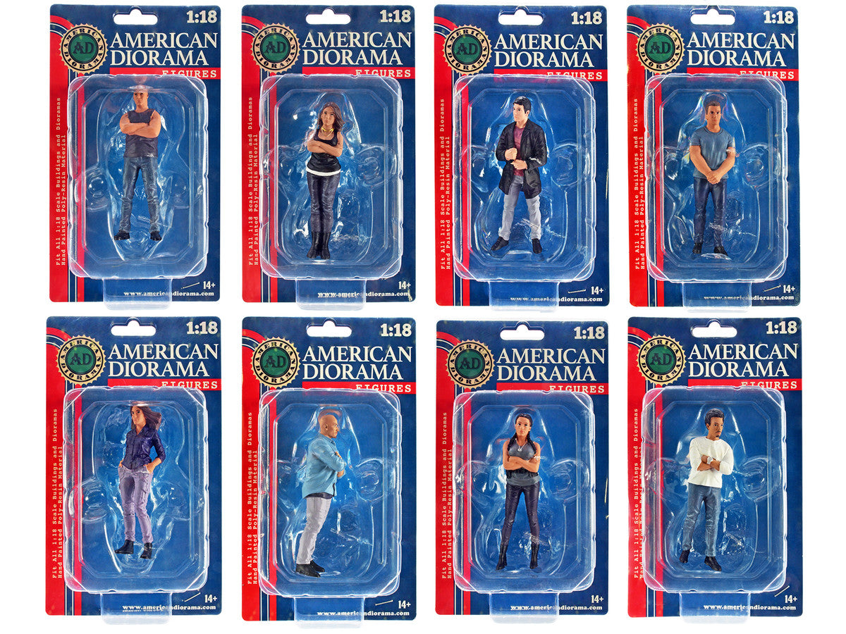 "Car Meet 3" 8 piece Figure Set for 1/18 Scale Models by American Diorama-1