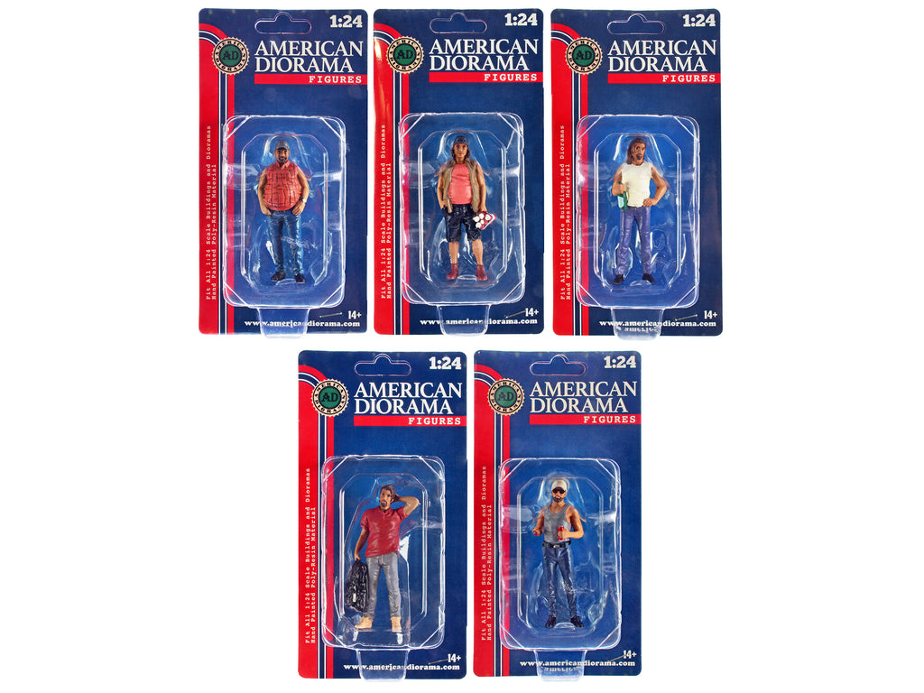 "Campers" Series 5 piece Figure Set for 1/24 Scale Models by American Diorama