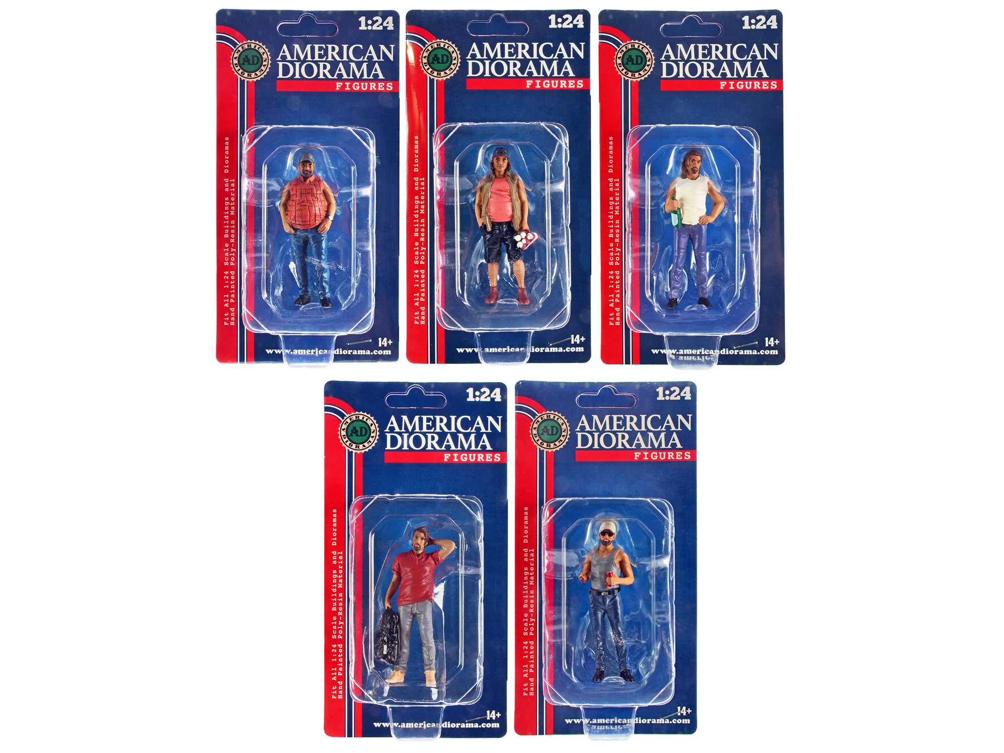 "Campers" Series 5 piece Figure Set for 1/24 Scale Models by American Diorama