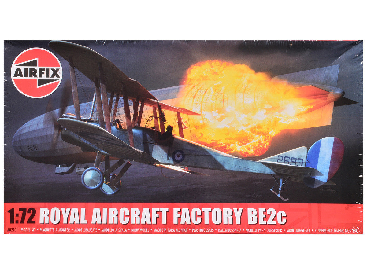 Level 2 Model Kit Royal Aircraft Factory BE2c Aircraft with 2 Scheme Options 1/72 Scale Plastic Model Kit by Airfix-0