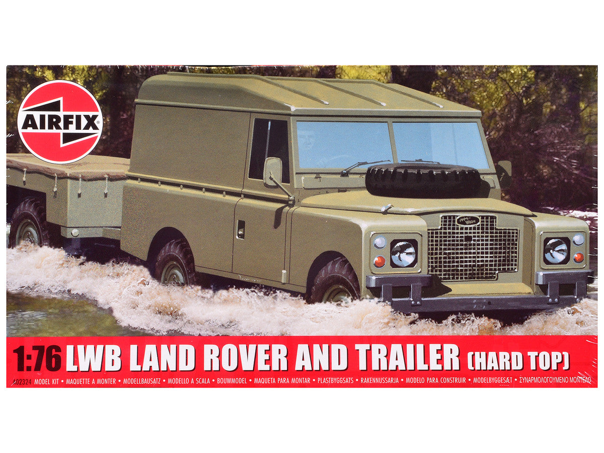 Level 2 Model Kit Land Rover LWB (Hard Top) Truck and Trailer with 2 Scheme Options 1/76 Scale Plastic Model Kit by Airfix-0