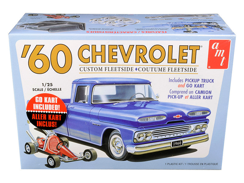 Skill 2 Model Kit 1960 Chevrolet Custom Fleetside Pickup Truck with Go Kart 1/25 Scale Model by AMT-0