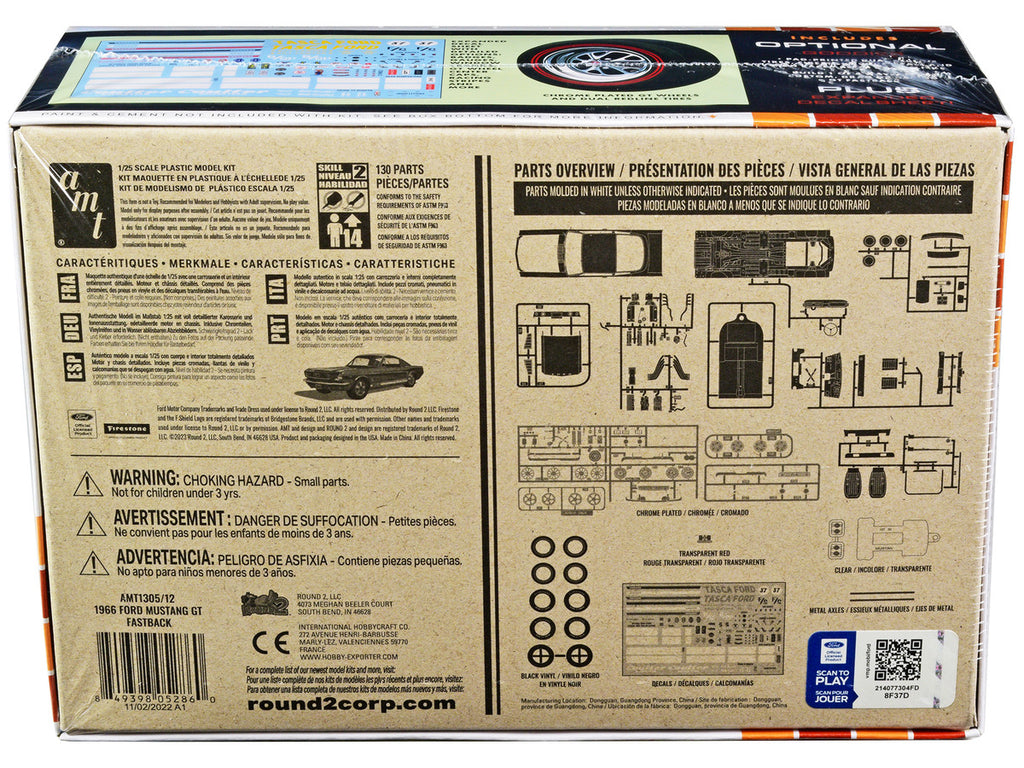 Skill 2 Model Kit 1966 Ford Mustang GT Fastback 1/25 Scale Model by AMT-3