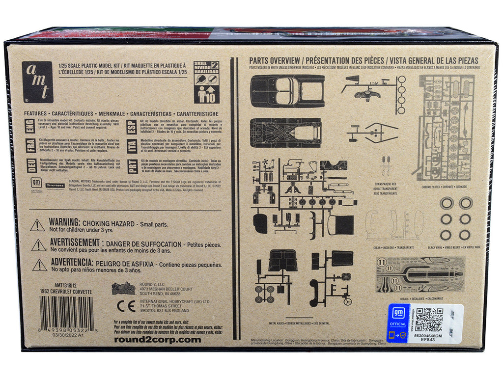 Skill 2 Model Kit 1962 Chevrolet Corvette 3 in 1 Kit 1/25 Scale Model by AMT-3
