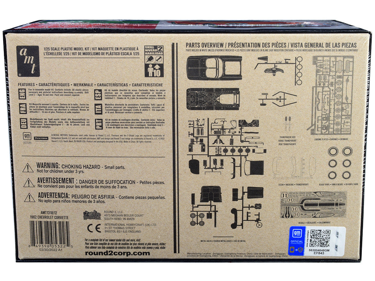 Skill 2 Model Kit 1962 Chevrolet Corvette 3 in 1 Kit 1/25 Scale Model by AMT-3