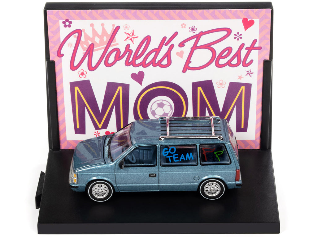 2018 Ford F-150 Pickup Truck Red and 1984 Dodge Caravan Minivan Blue Metallic "World's Best Mom and Dad" Set of 2 Pieces 1/64 Diecast Model Cars by Auto World-4