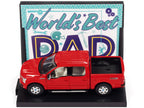 2018 Ford F-150 Pickup Truck Red and 1984 Dodge Caravan Minivan Blue Metallic "World's Best Mom and Dad" Set of 2 Pieces 1/64 Diecast Model Cars by Auto World-3