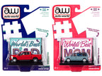 2018 Ford F-150 Pickup Truck Red and 1984 Dodge Caravan Minivan Blue Metallic "World's Best Mom and Dad" Set of 2 Pieces 1/64 Diecast Model Cars by Auto World-0