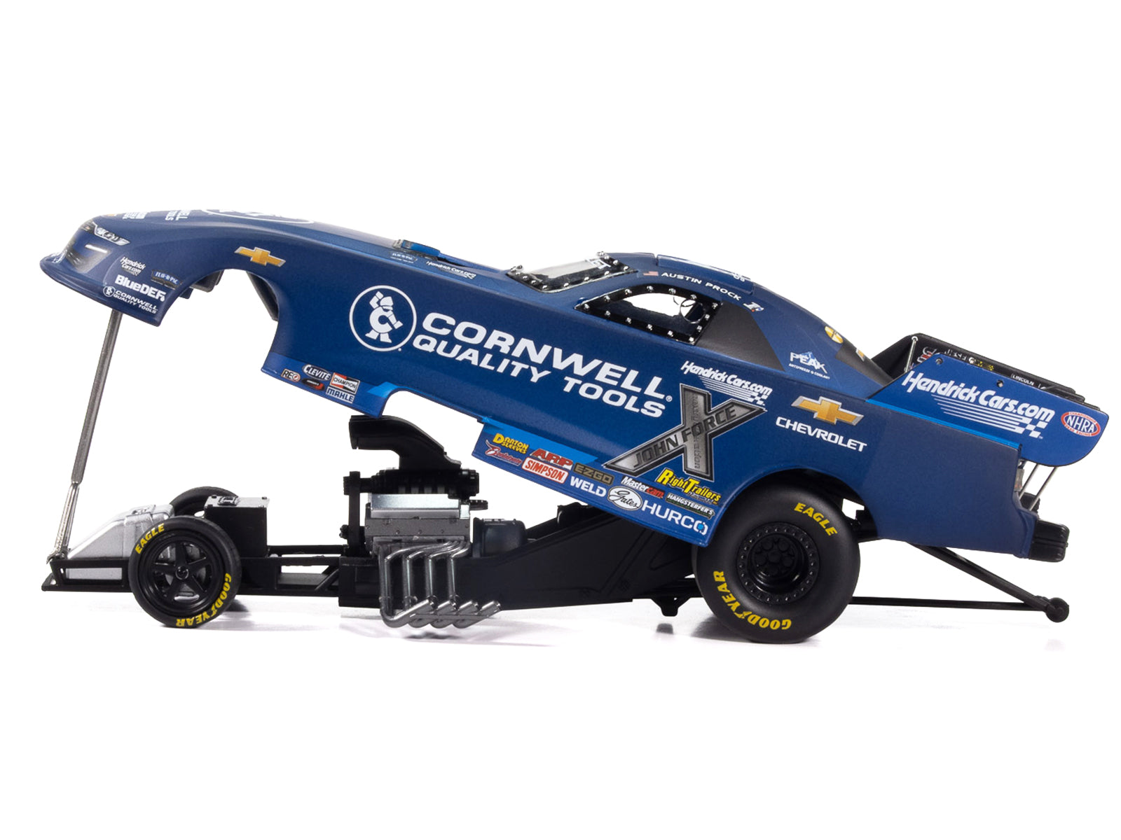 Chevrolet Camaro SS NHRA Funny Car Austin Prock "Cornwell Quality Tools" (2025) "John Force Racing" Limited Edition 1/24 Diecast Model by Auto World