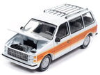 1985 Dodge Caravan Van White with Woodgrain Side Panels "Mighty Minivans" Series 1/64 Diecast Model Car by Auto World-1