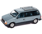 1987 Plymouth Voyager Van Ice Blue Metallic and Twilight Blue Metallic 2-Tone with Blue Interior "Mighty Minivans" Series 1/64 Diecast Model Car by Auto World-0