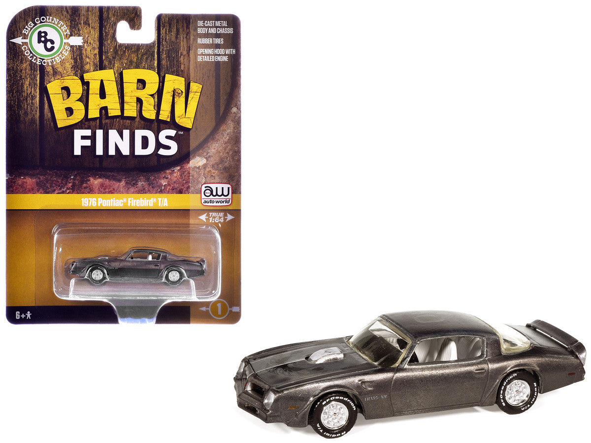 1976 Pontiac Firebird T/A "Barn Finds" Gray Metallic (Weathered) with White Interior "Big Country Collectibles" 2025 Series 1/64 Diecast Model Car by Auto World-0