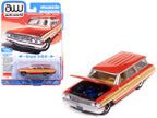 1964 Ford Country Squire Poppy Red with Woodgrain Sides "Muscle Wagons" Series 1/64 Diecast Model Car by Auto World-0