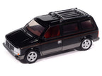 1989 Dodge Caravan Turbo Van Black with Red Stripes and Interior "Mighty Minivans" Series 1/64 Diecast Model Car by Auto World