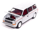 1989 Plymouth Voyager Turbo Van Bright White with Red Stripes and Interior "Mighty Minivans" Series 1/64 Diecast Model Car by Auto World-2