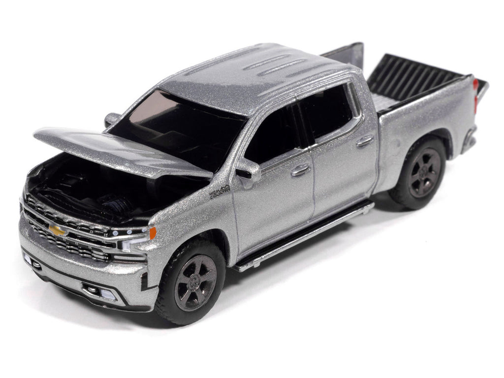 2019 Chevrolet Silverado High Country Pickup Truck Silver Ice Metallic "Muscle Trucks" Series 1/64 Diecast Model Car by Auto World-2