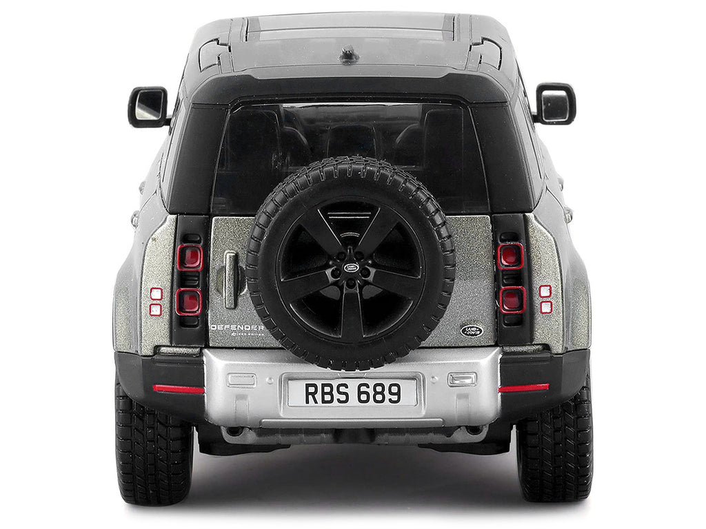2022 Land Rover Defender 110 Green Metallic with Black Top and Sunroof 1/24 Diecast Model Car by Bburago-3